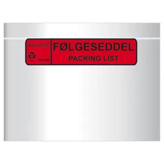 Følgeseddellomme  225 x 122, C2 Følgeseddel/Packing List