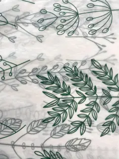 Silkepapir Hvid m. plantemotiv