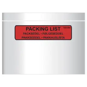 Følgeseddellomme 165 x 122, C6 Følgeseddel/Packing List
