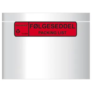 Følgeseddellomme  225 x 122, C2 Følgeseddel/Packing List
